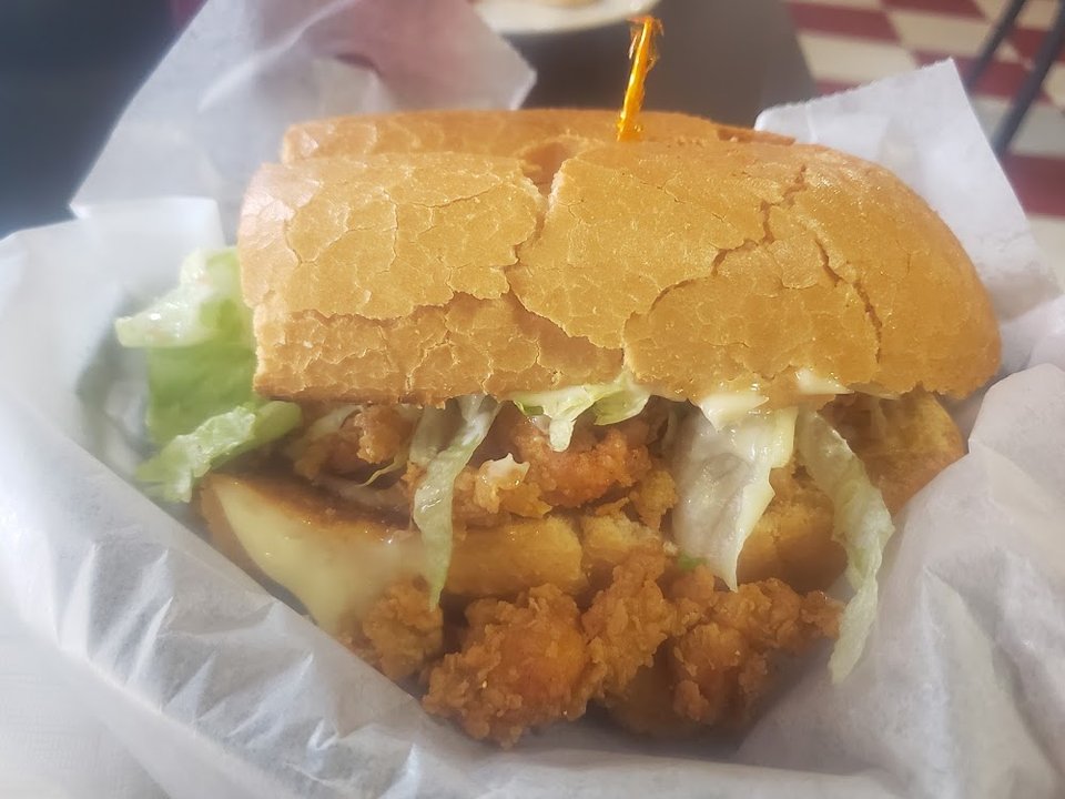 Half of a Crawfish PO Boy